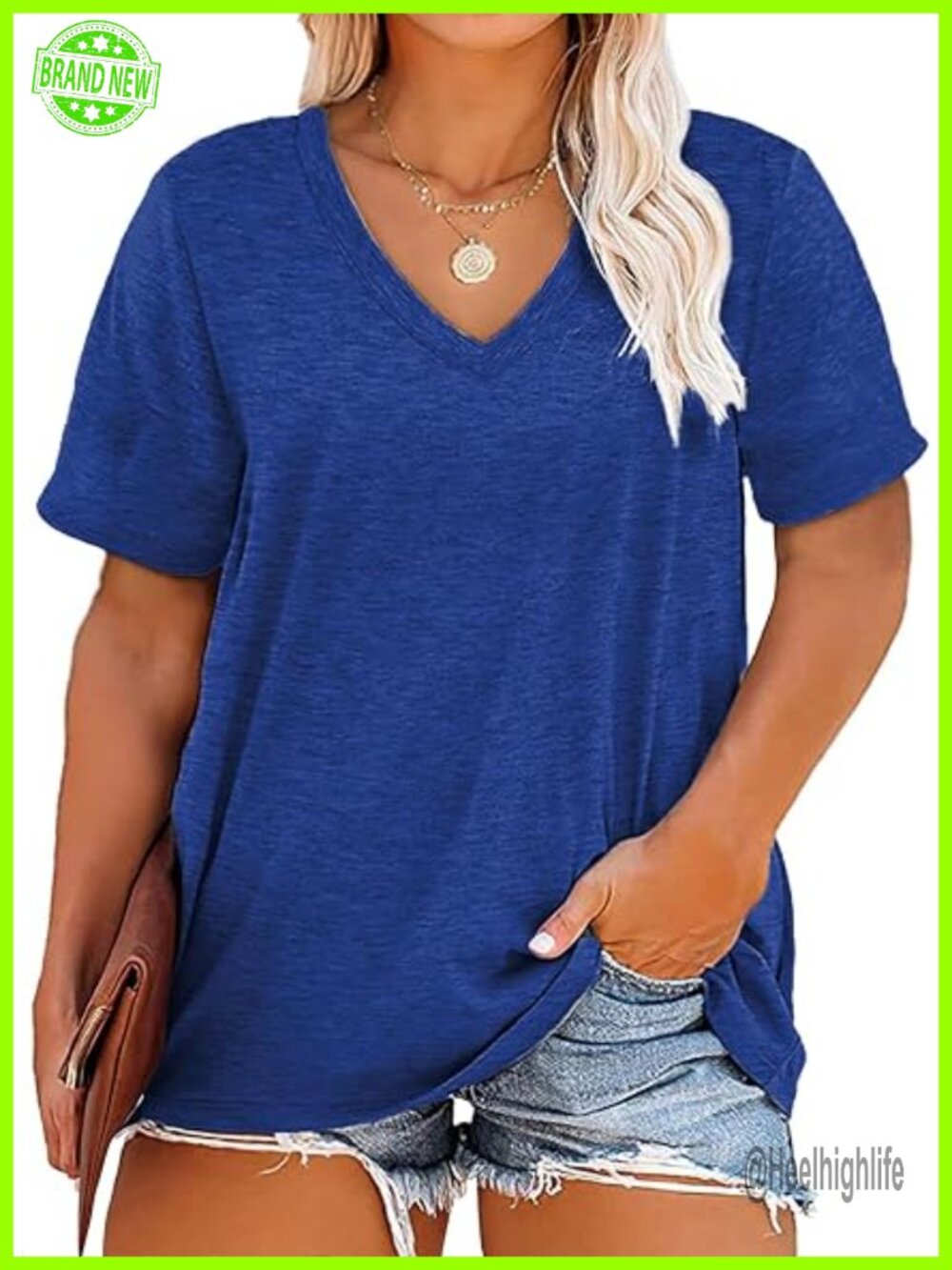 Plus Size V Neck T-Shirt Women Short Sleeve Casual Summer Loose Fit Tee